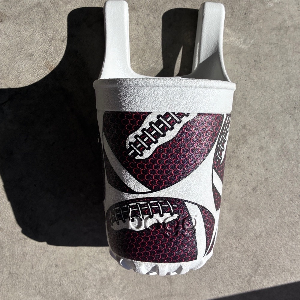 Bogg Bag Bogg Brrr Beverage Holder White Maroon Football Print Cup Holder